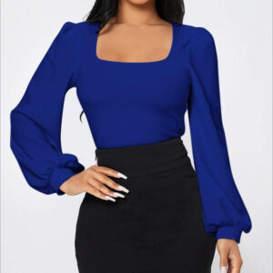 Ladies' Elegant Temperament Versatile Solid Color Long Sleeved Shirt Top