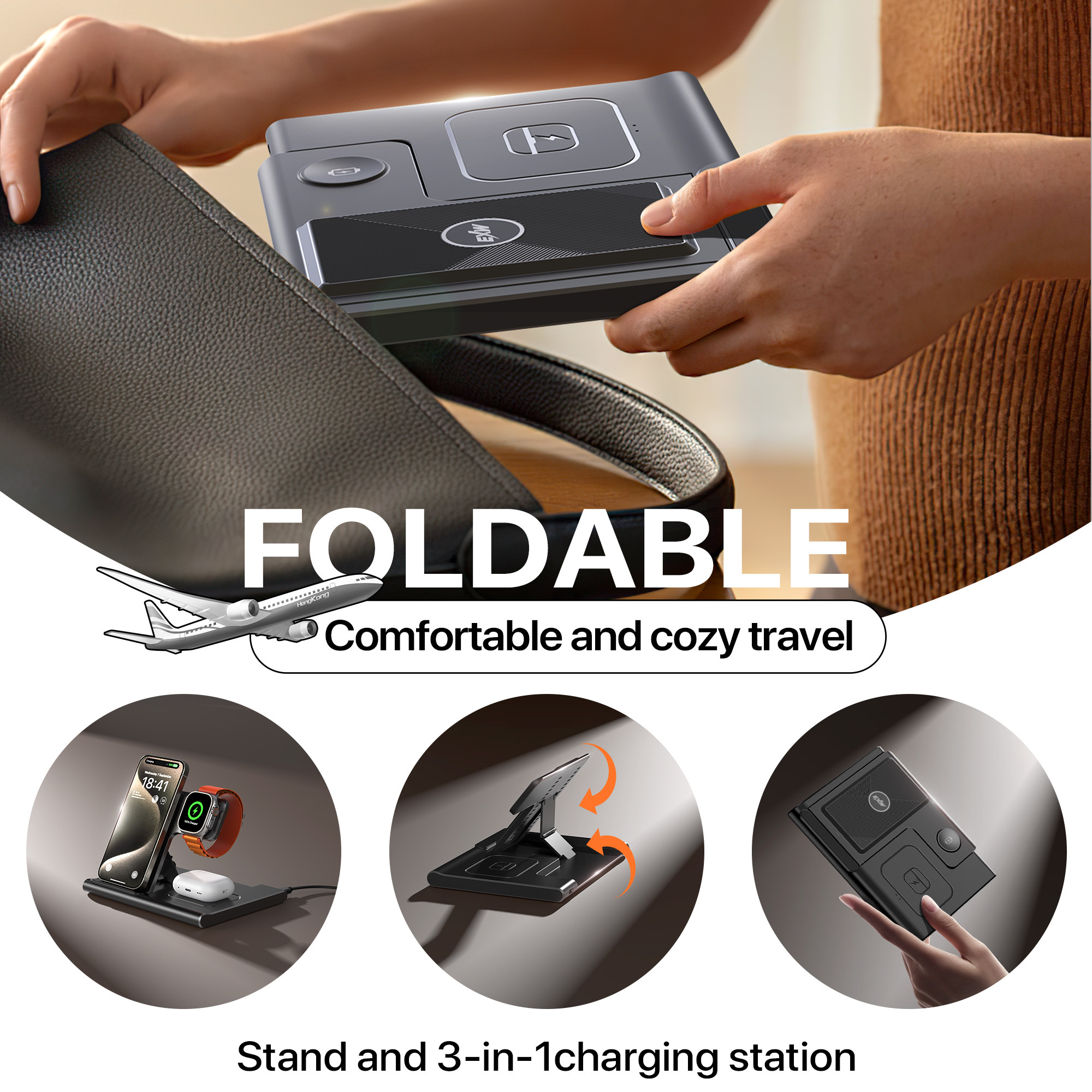 3 In 1 Wireless Charging Sation For Multiple Devices 15W Fast Charging Stand - Image 10